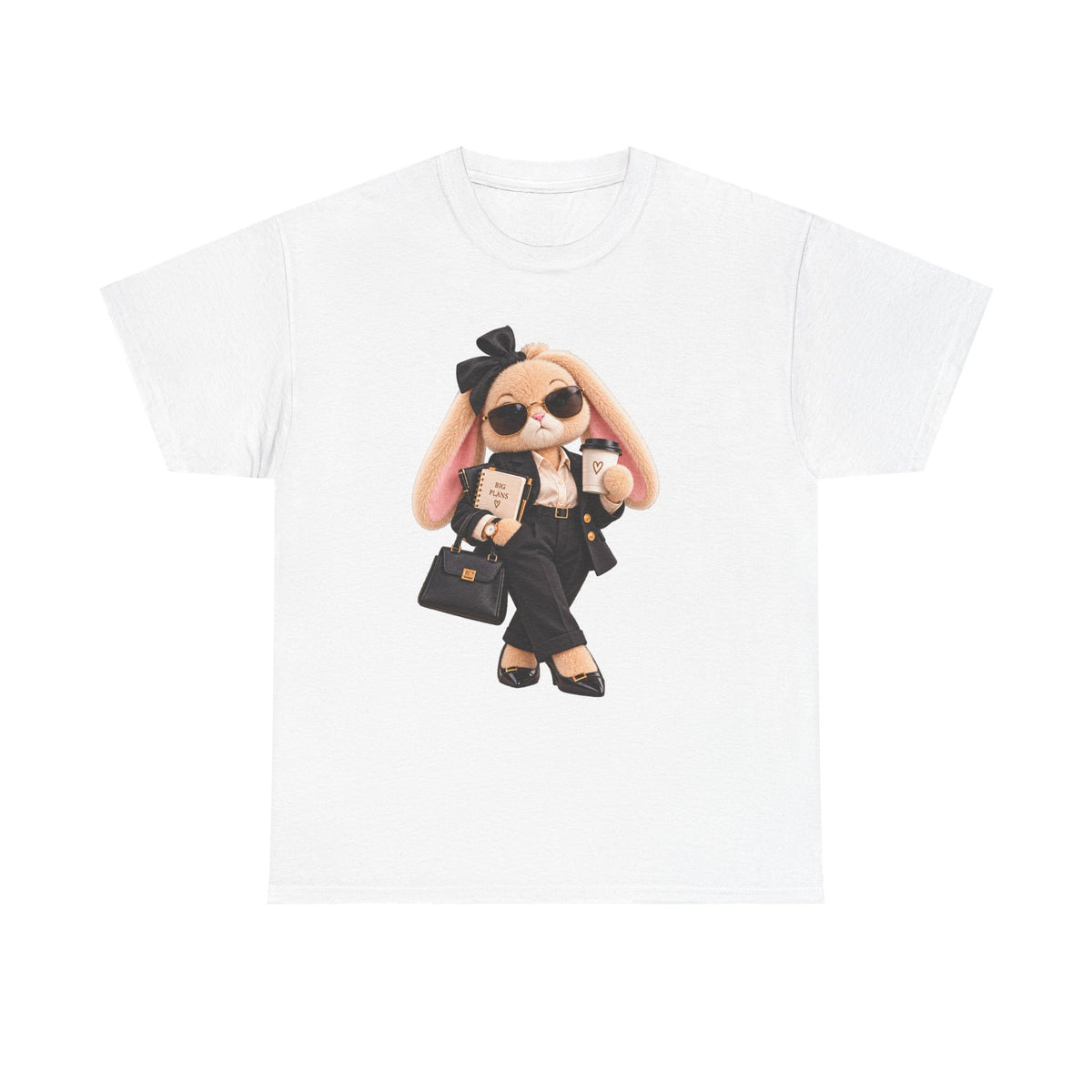 Cute Boss Bunny Graphic Tee — Plushitude Branded Doll Design