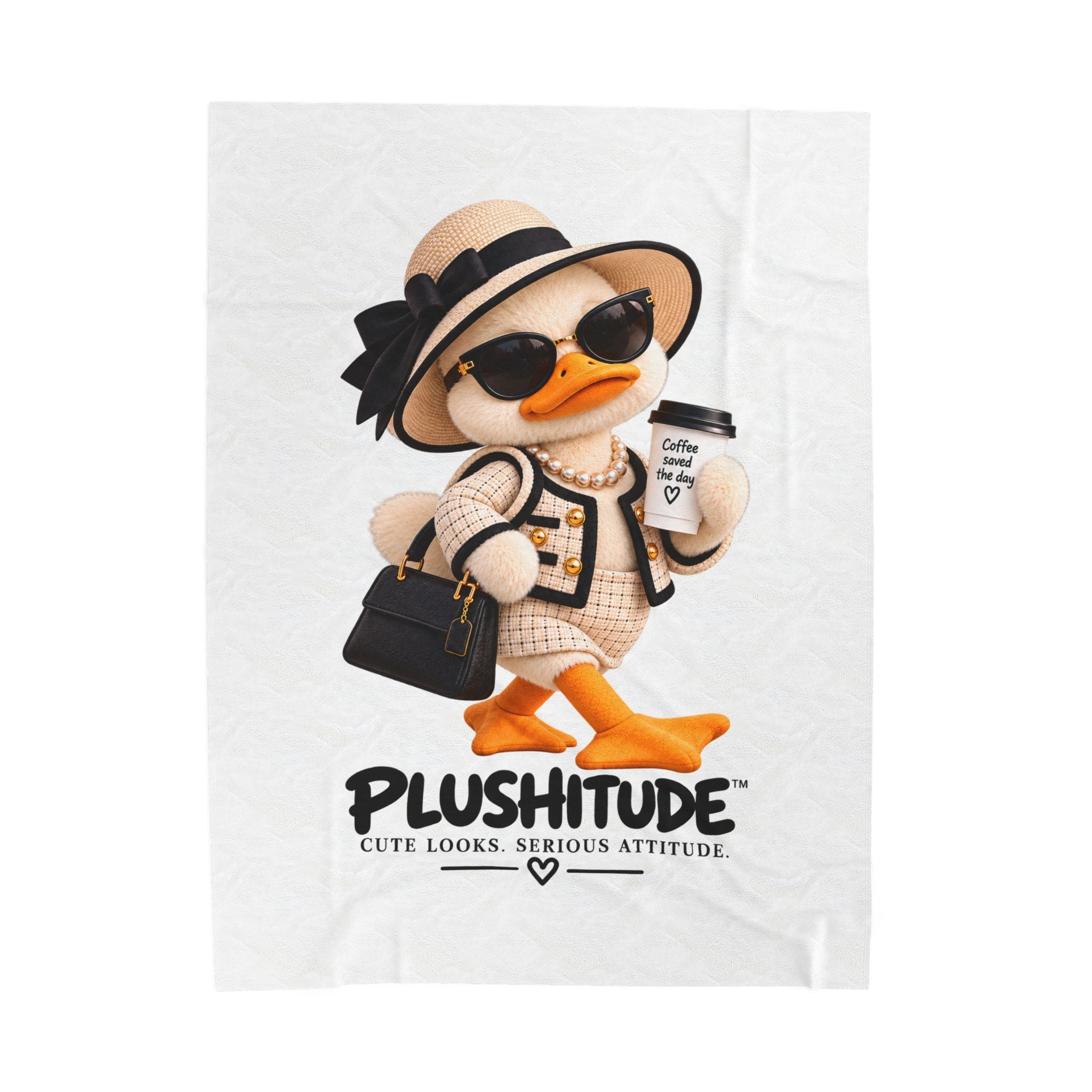 Plushitude Velveteen Throw Blanket — Fashionable Duck with "Cute Looks, Serious Attitude"