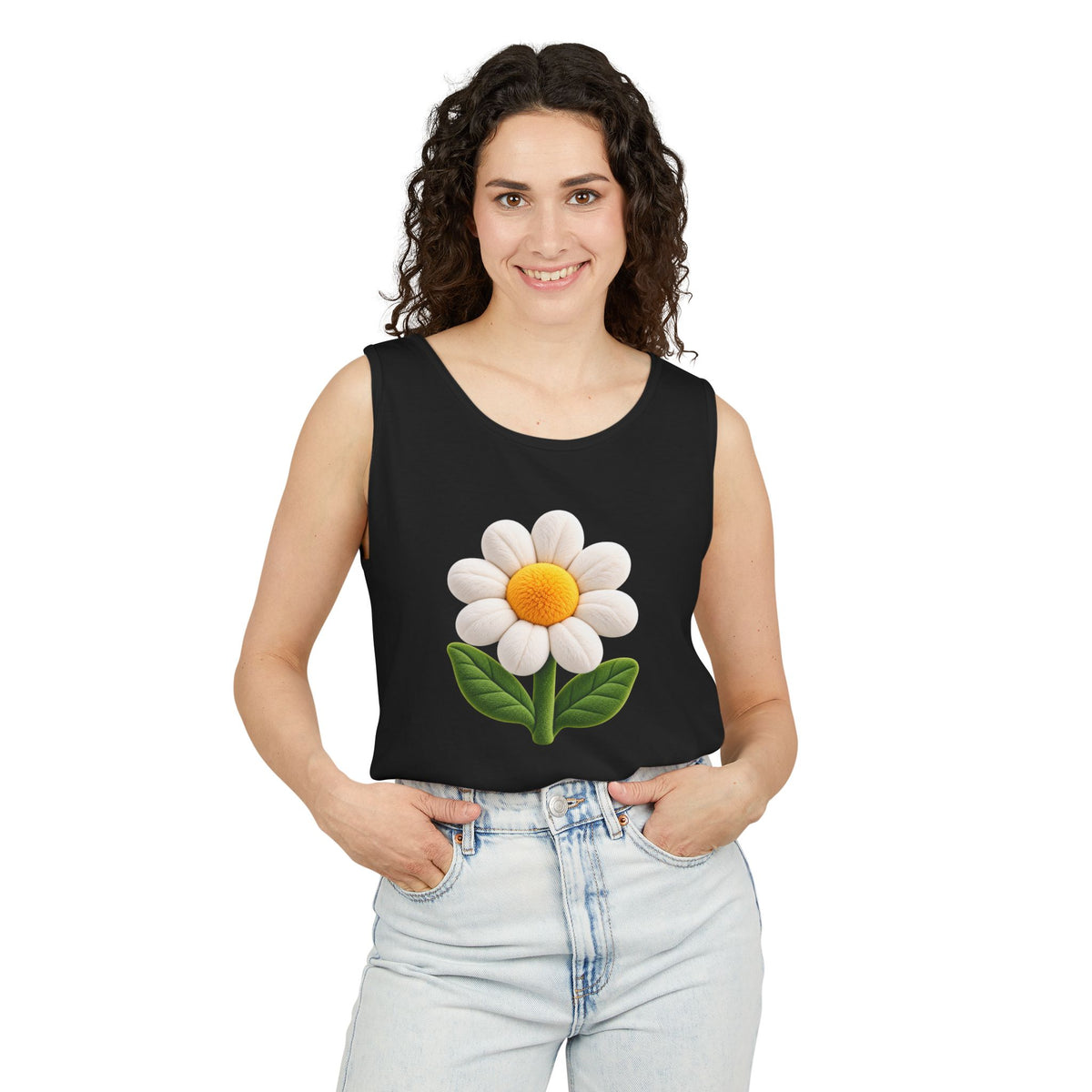 Daisy Graphic Tank Top — Cute 3D Flower Summer Tee