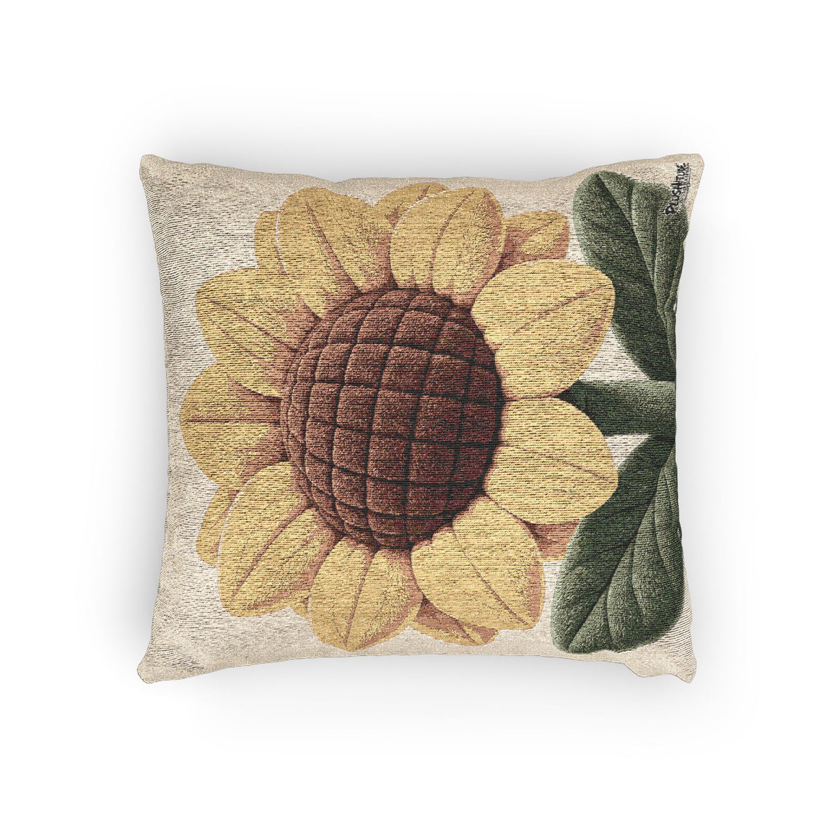 Woven Sunflower Pillow Cover — Vintage Floral Decorative Cushion