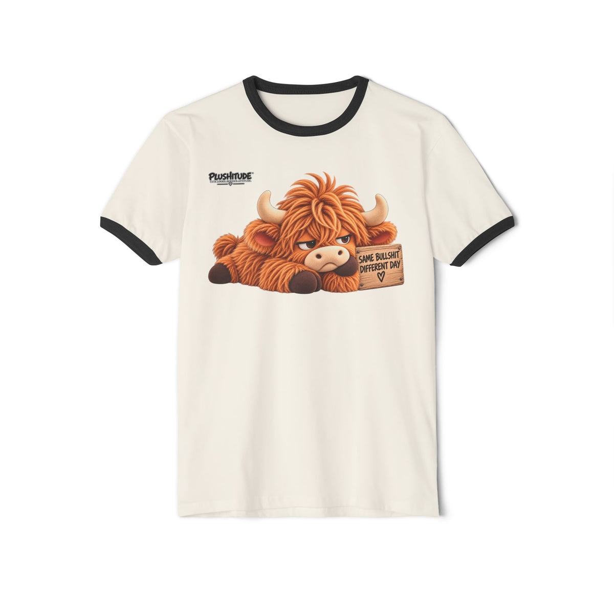 Graphic T-Shirt — "Plushy Cow" Ringer Tee