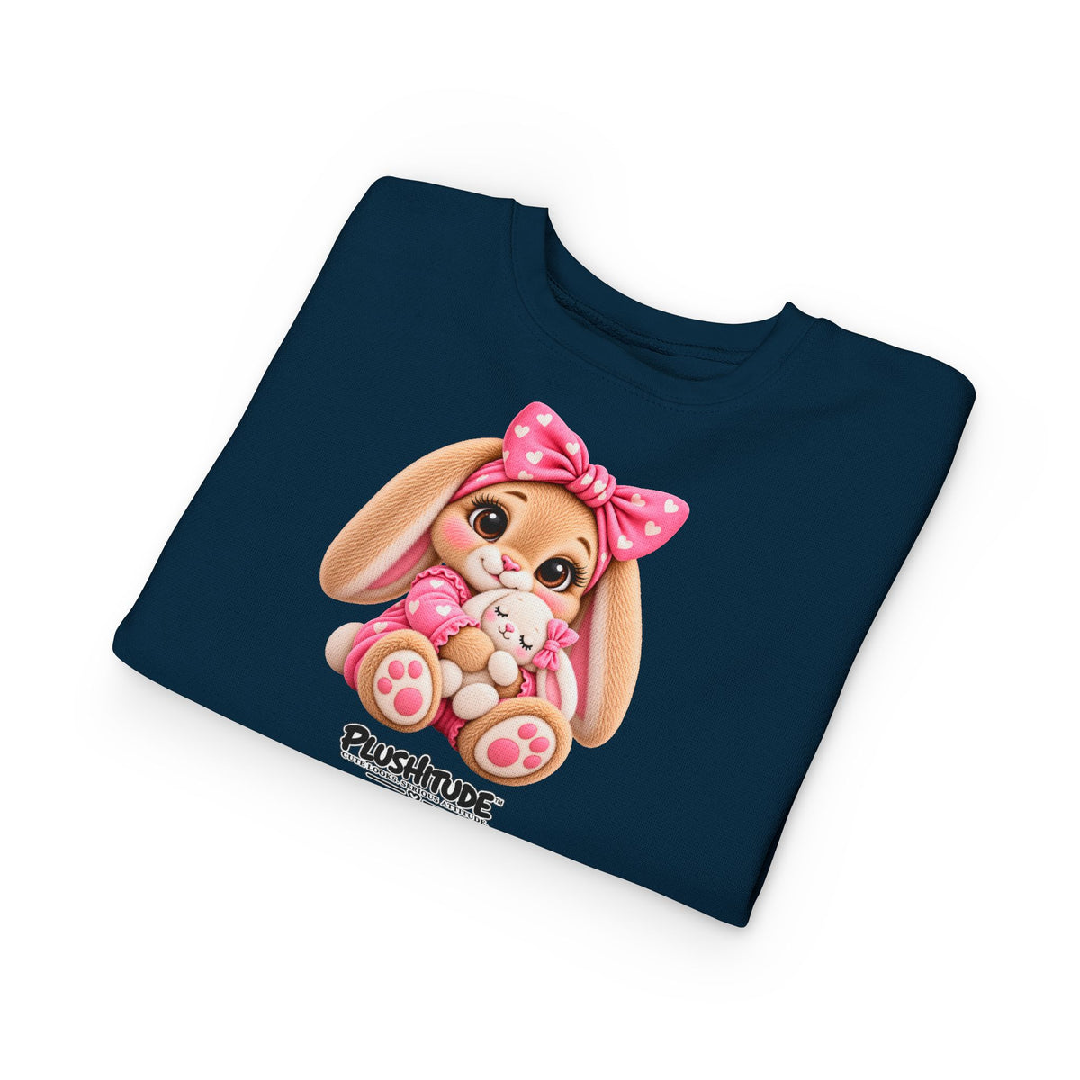Toddler Bunny Sweatshirt — Cute Plushitude Pink Bow Graphic