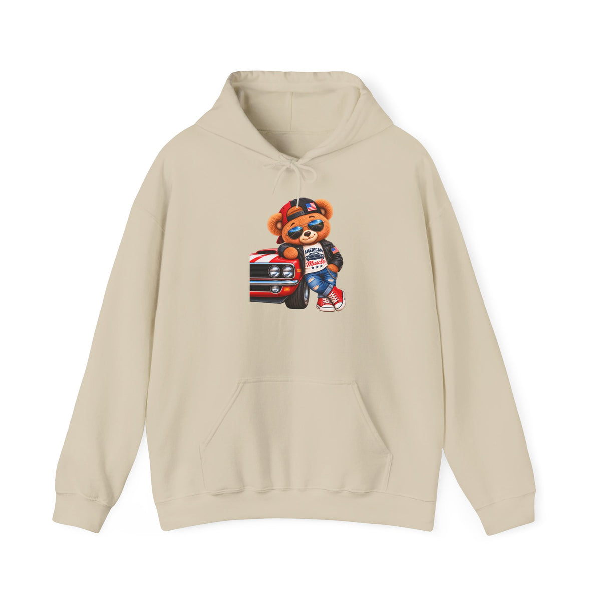 Bear & Muscle Car Hoodie — Plushittude Graphic Pullover