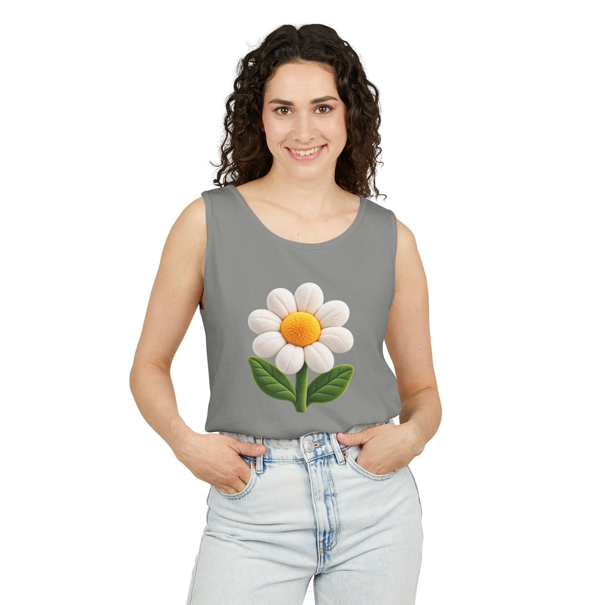 Daisy Graphic Tank Top — Cute 3D Flower Summer Tee