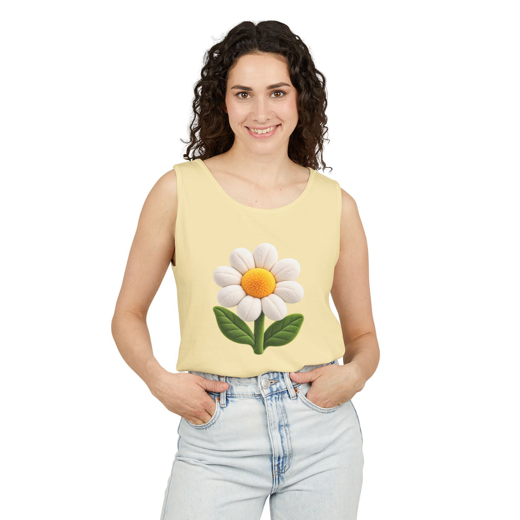 Daisy Graphic Tank Top — Cute 3D Flower Summer Tee
