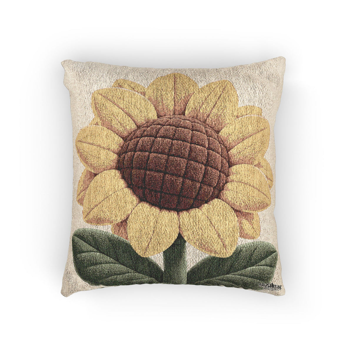 Woven Sunflower Pillow Cover — Vintage Floral Decorative Cushion