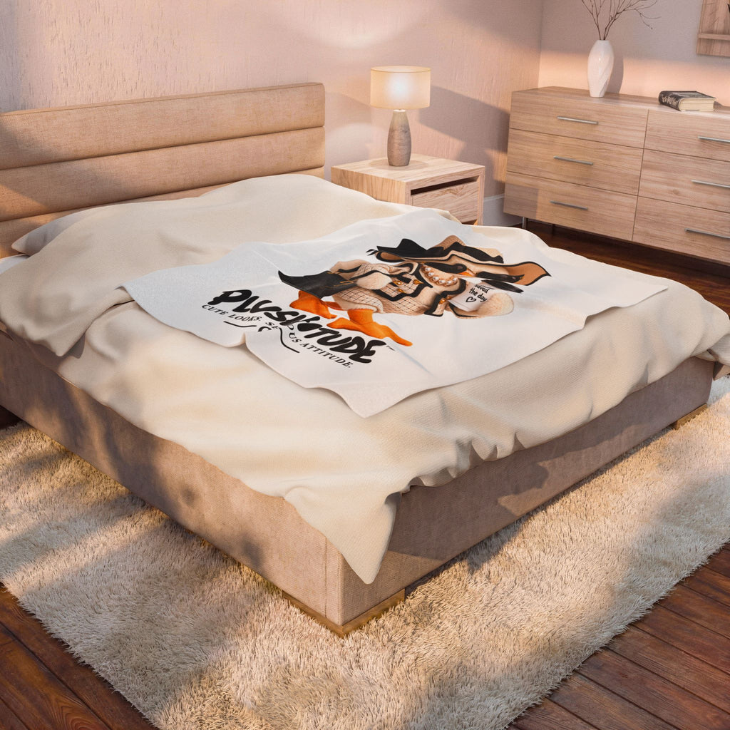Plushitude Velveteen Throw Blanket — Fashionable Duck with "Cute Looks, Serious Attitude"