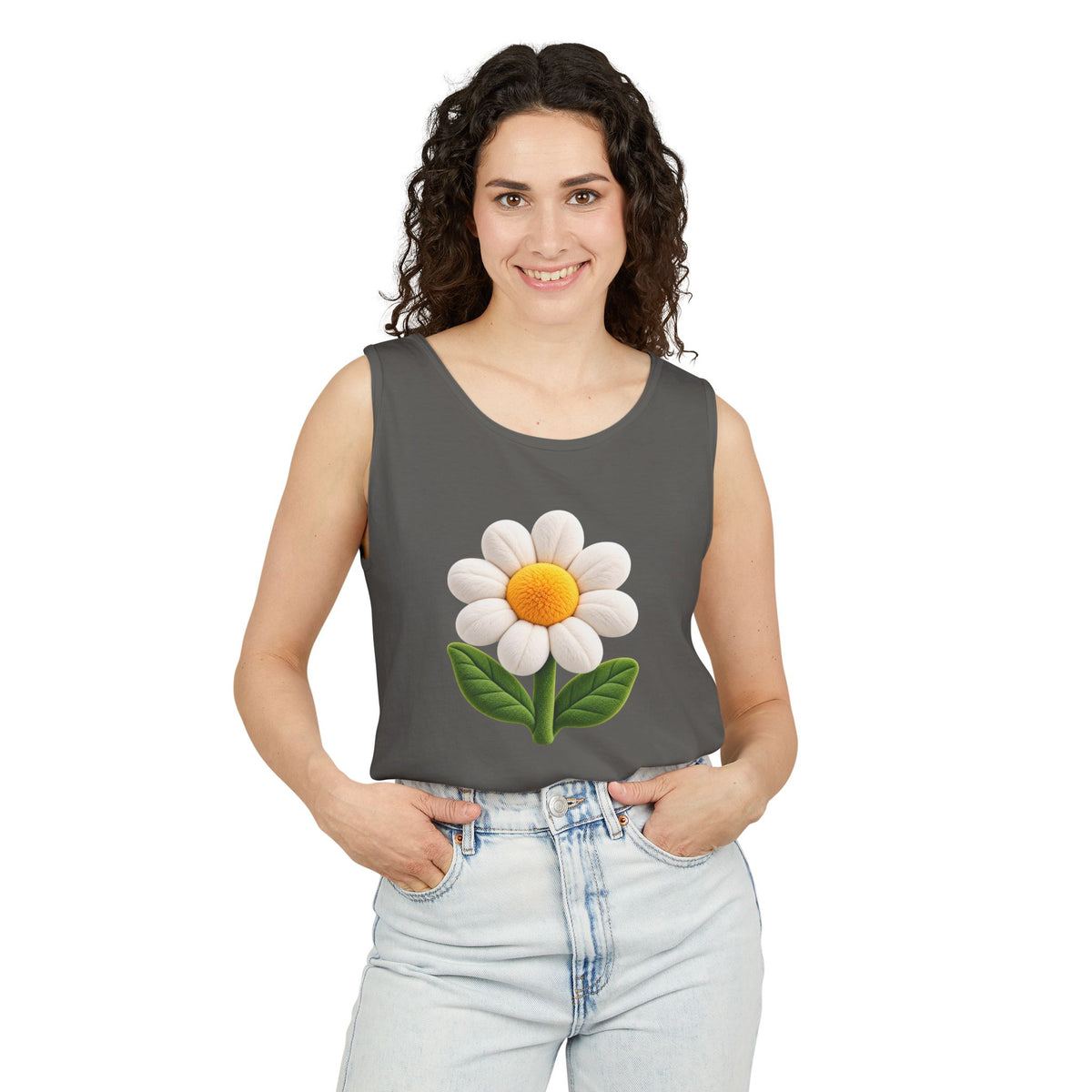 Daisy Graphic Tank Top — Cute 3D Flower Summer Tee