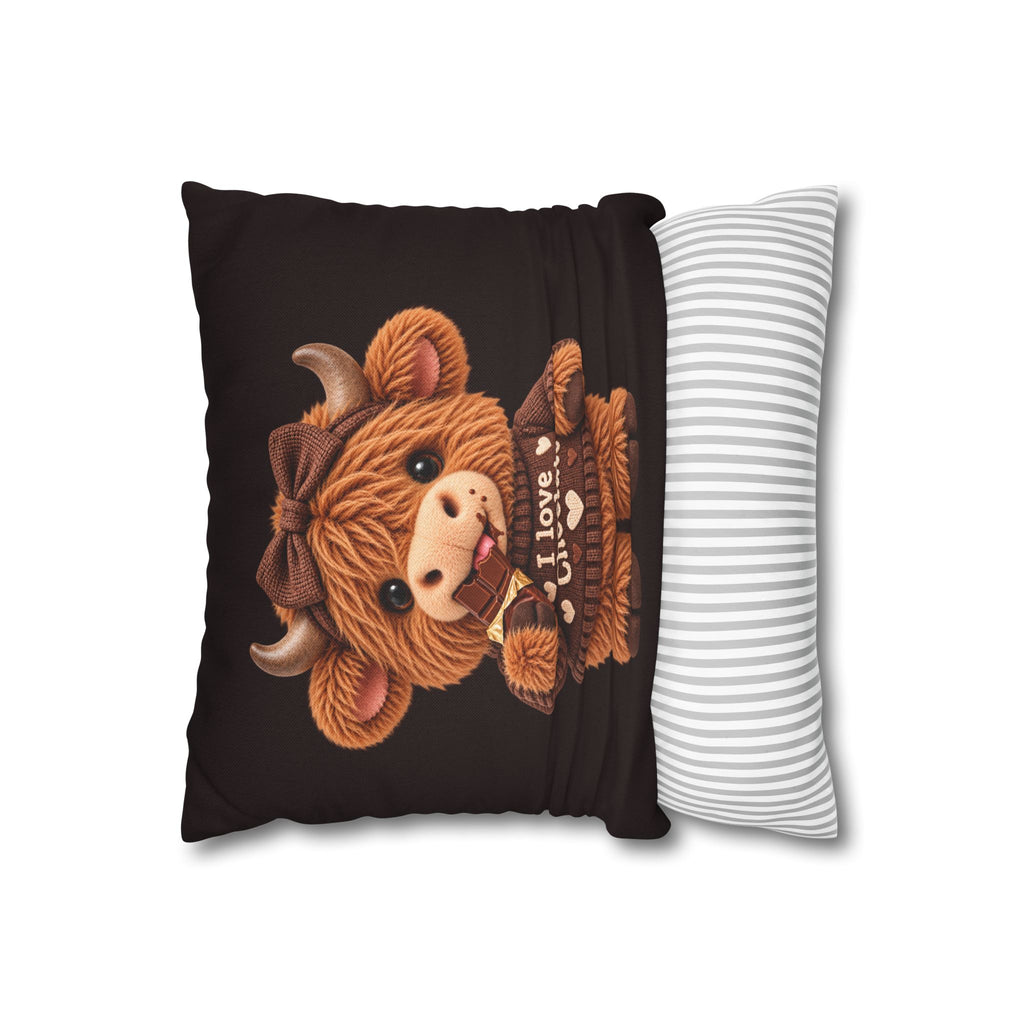 Cute Cow Plush Pillowcase — "I Love Chocolate" Decorative Throw Pillow Cover