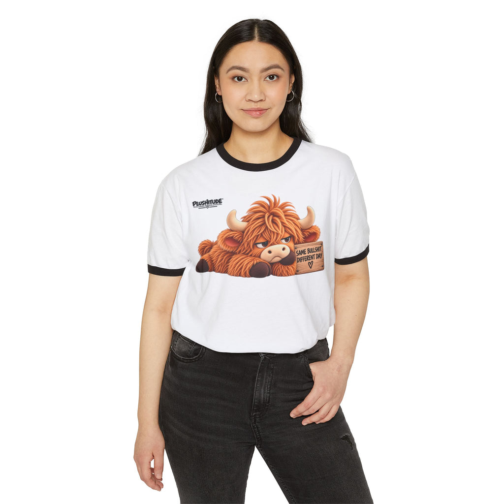 Graphic T-Shirt — "Plushy Cow" Ringer Tee