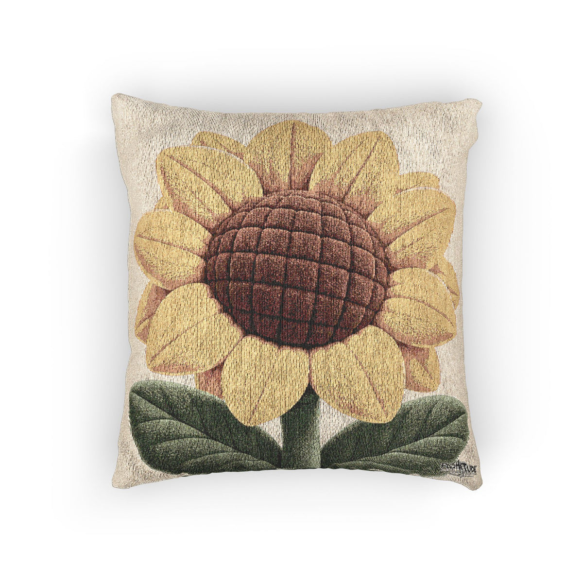 Woven Sunflower Pillow Cover — Vintage Floral Decorative Cushion