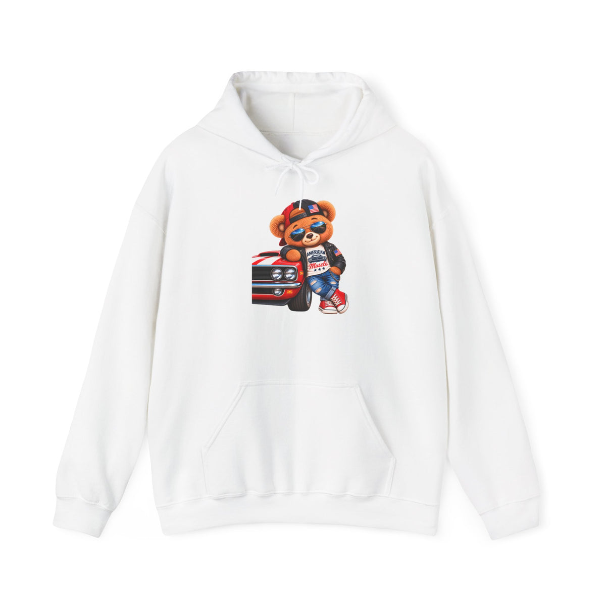 Bear & Muscle Car Hoodie — Plushittude Graphic Pullover