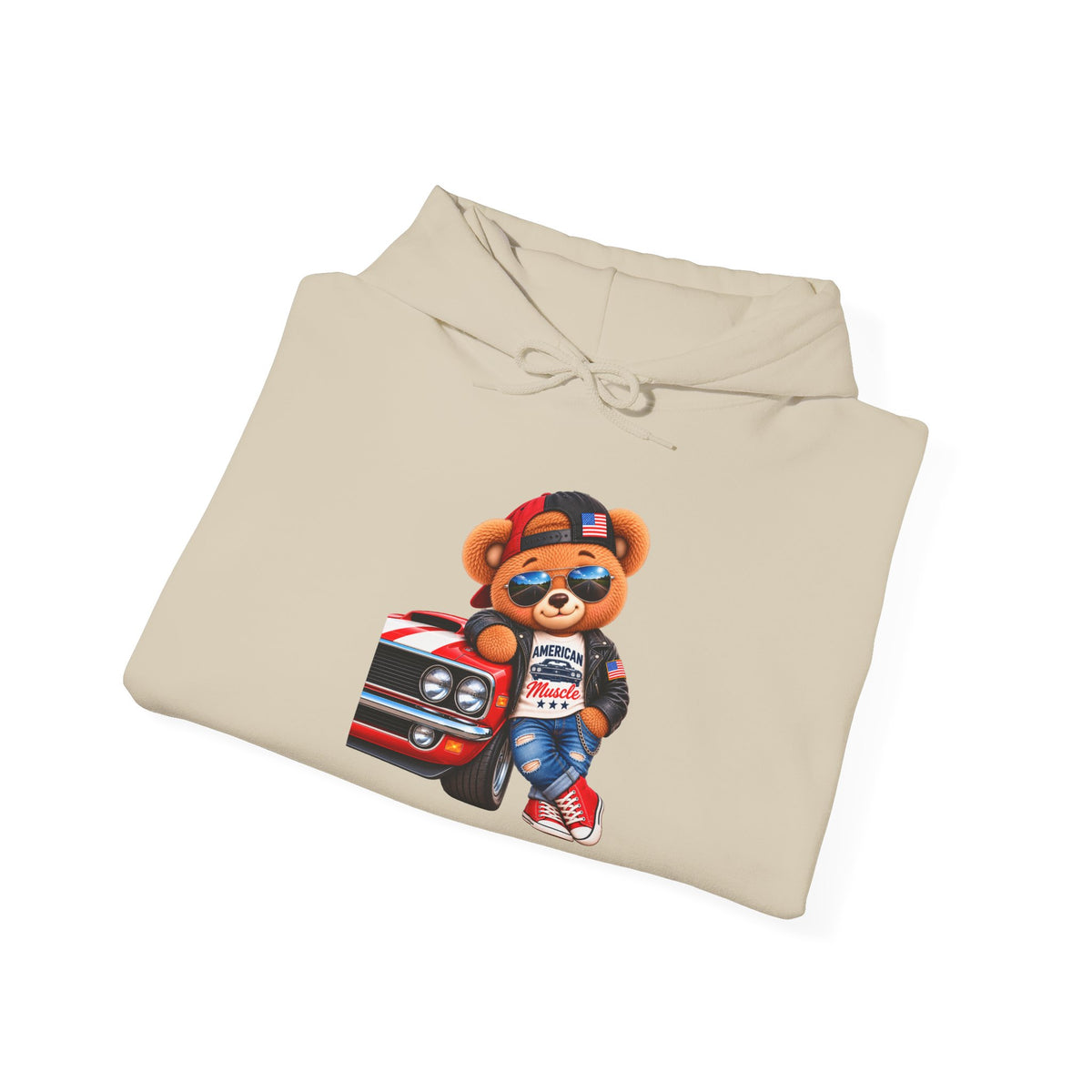 Bear & Muscle Car Hoodie — Plushittude Graphic Pullover