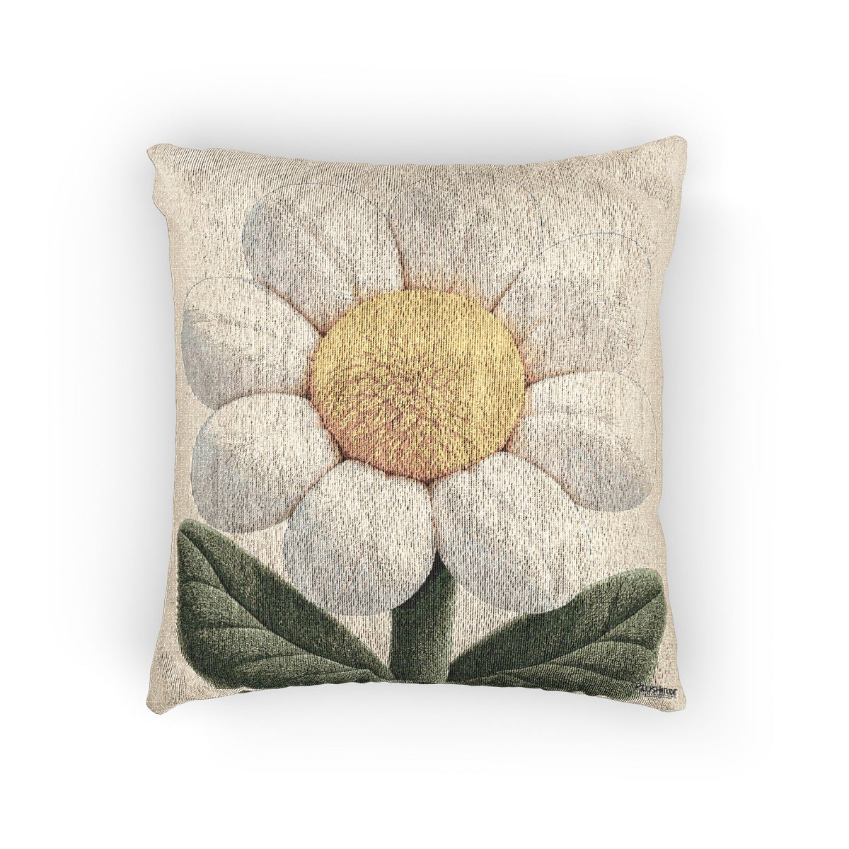 Daisy Woven Pillow – Vintage Floral Throw Cushion