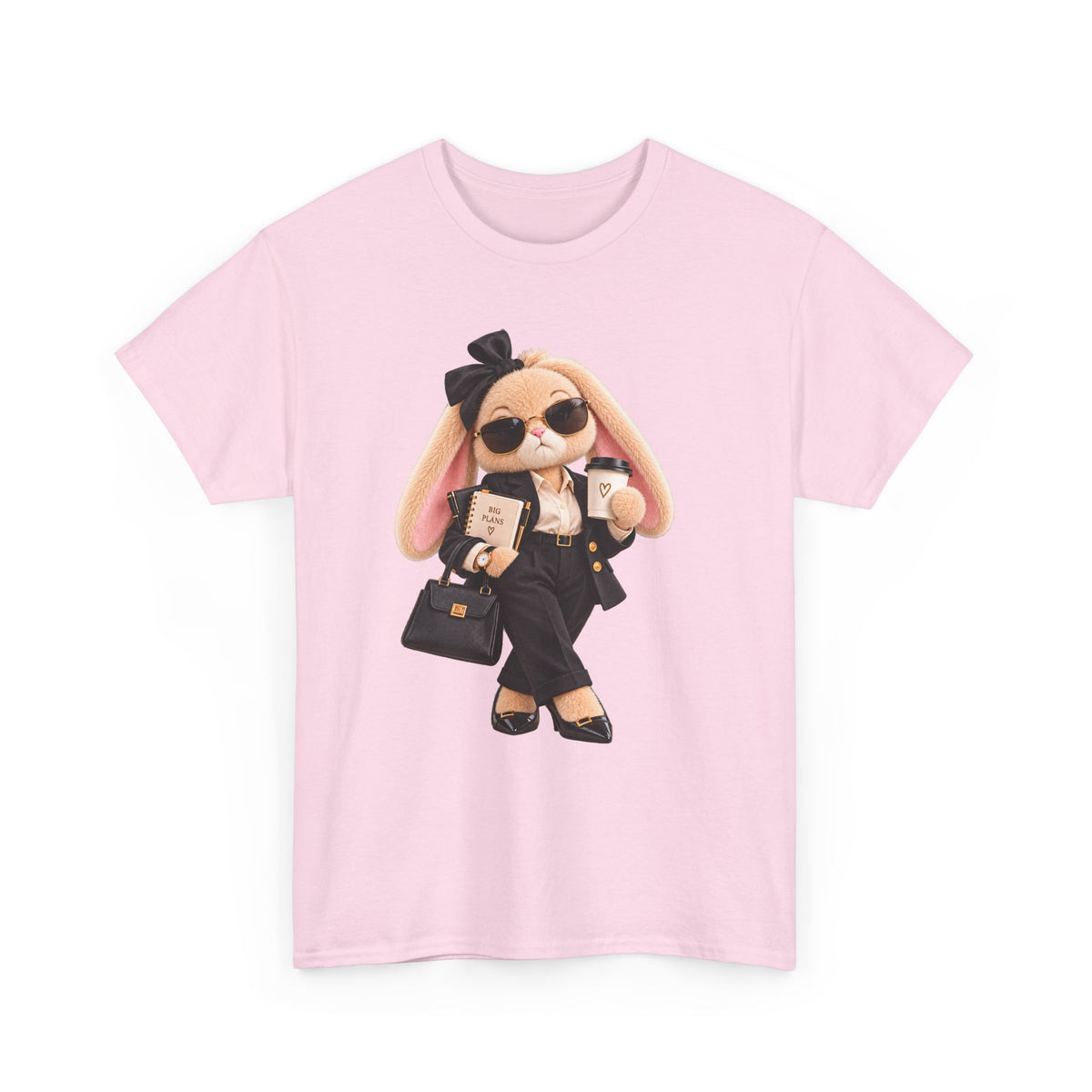 Cute Boss Bunny Graphic Tee — Plushitude Branded Doll Design