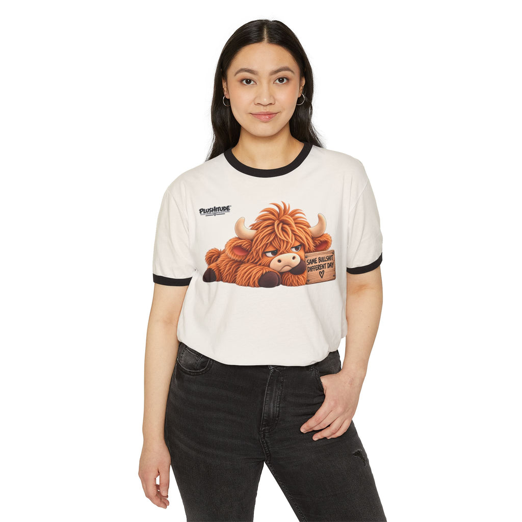 Graphic T-Shirt — "Plushy Cow" Ringer Tee