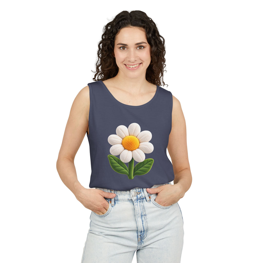 Daisy Graphic Tank Top — Cute 3D Flower Summer Tee