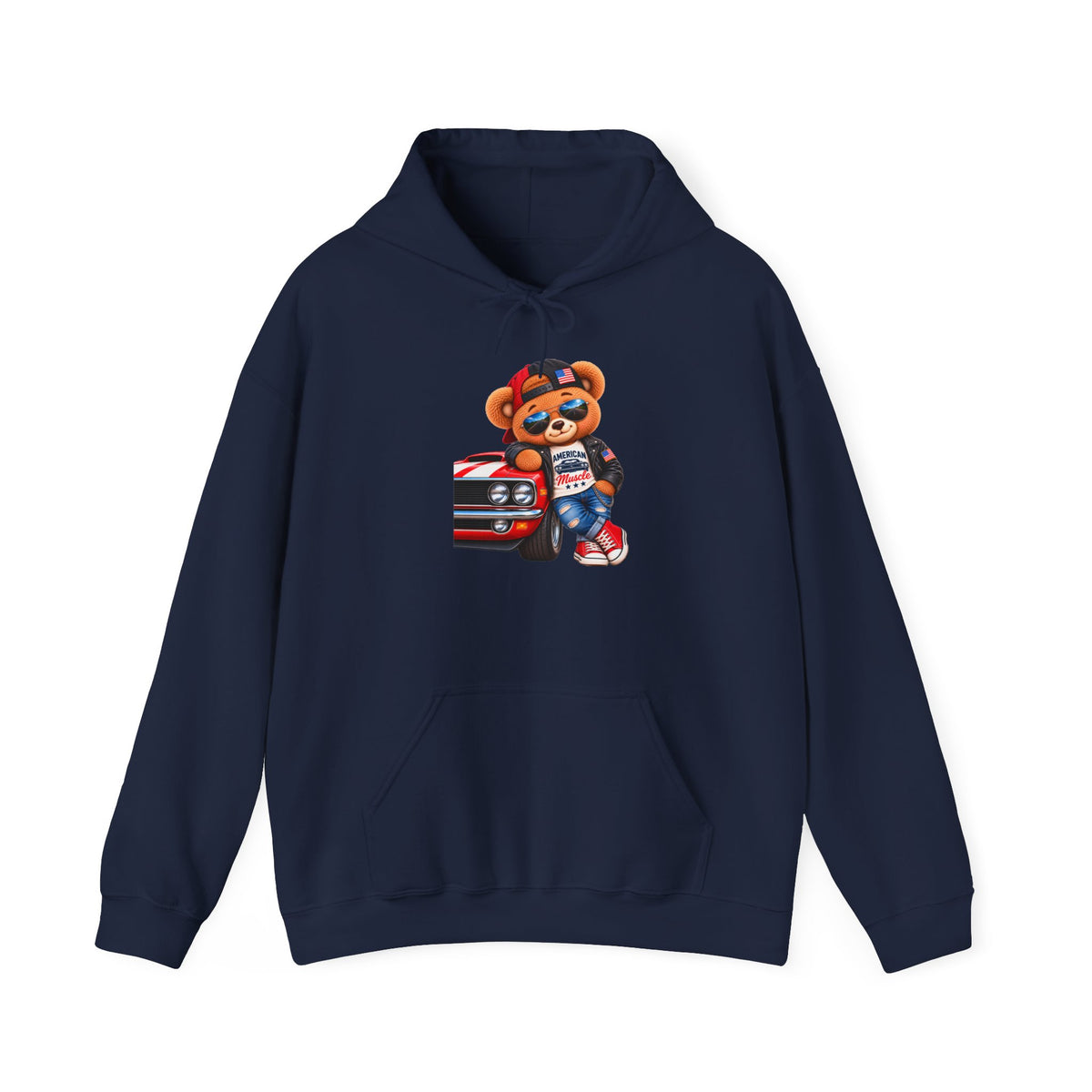 Bear & Muscle Car Hoodie — Plushittude Graphic Pullover
