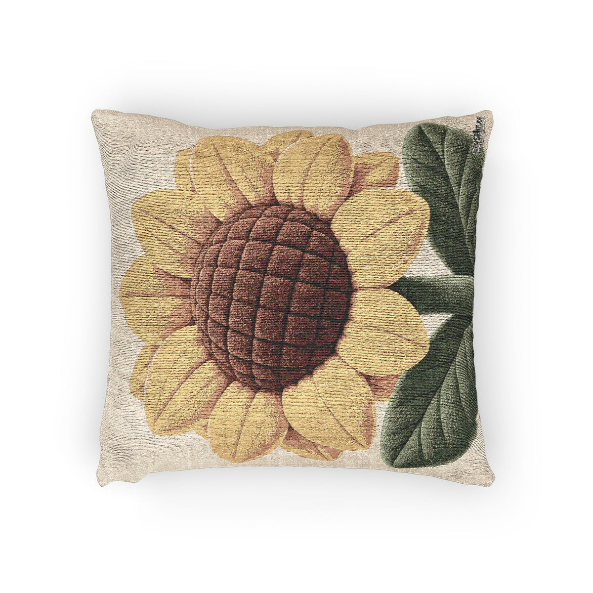 Woven Sunflower Pillow Cover — Vintage Floral Decorative Cushion