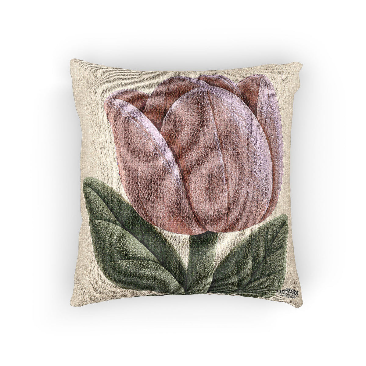 Tulip Woven Pillow – Vintage Botanical Decorative Throw Cushion