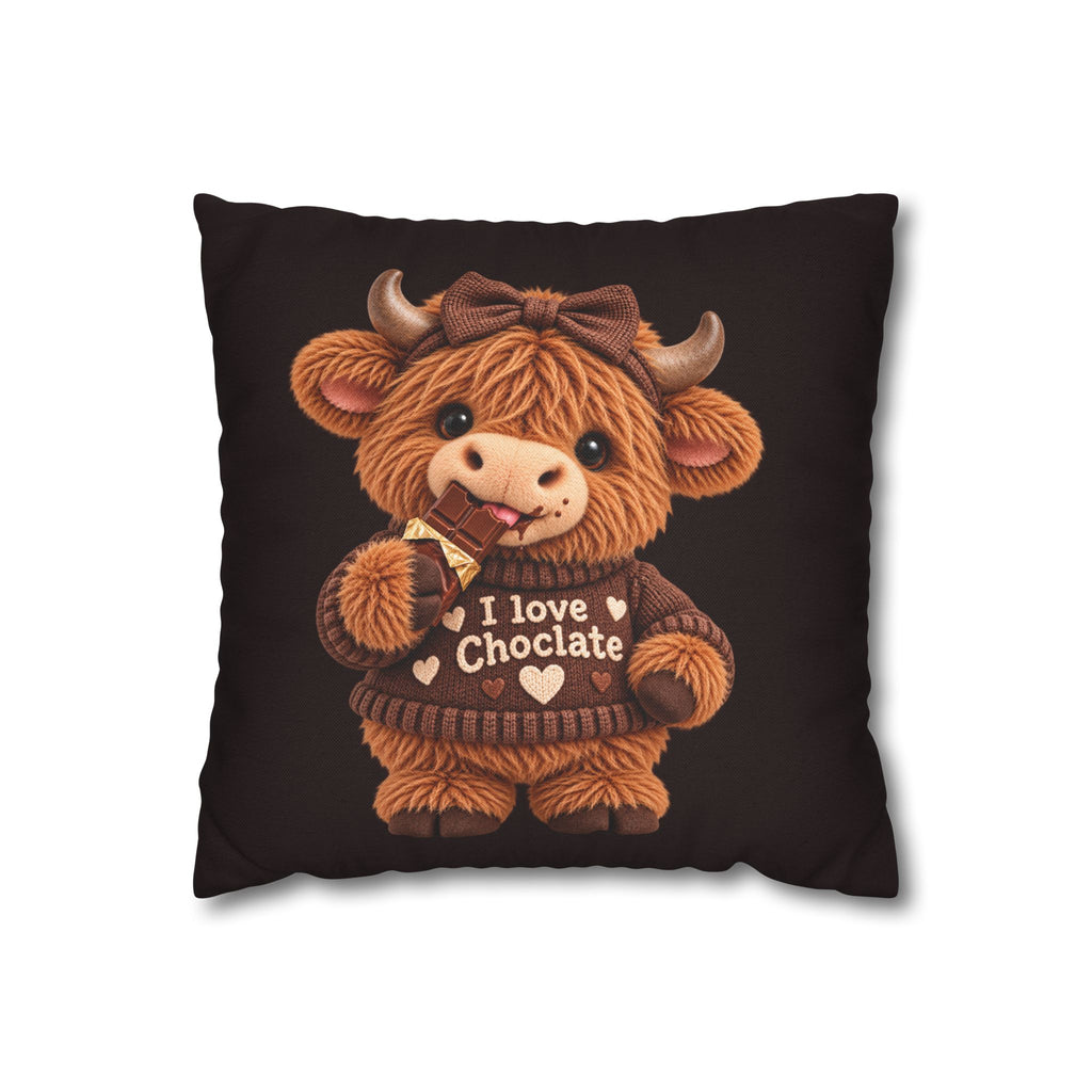 Cute Cow Plush Pillowcase — "I Love Chocolate" Decorative Throw Pillow Cover