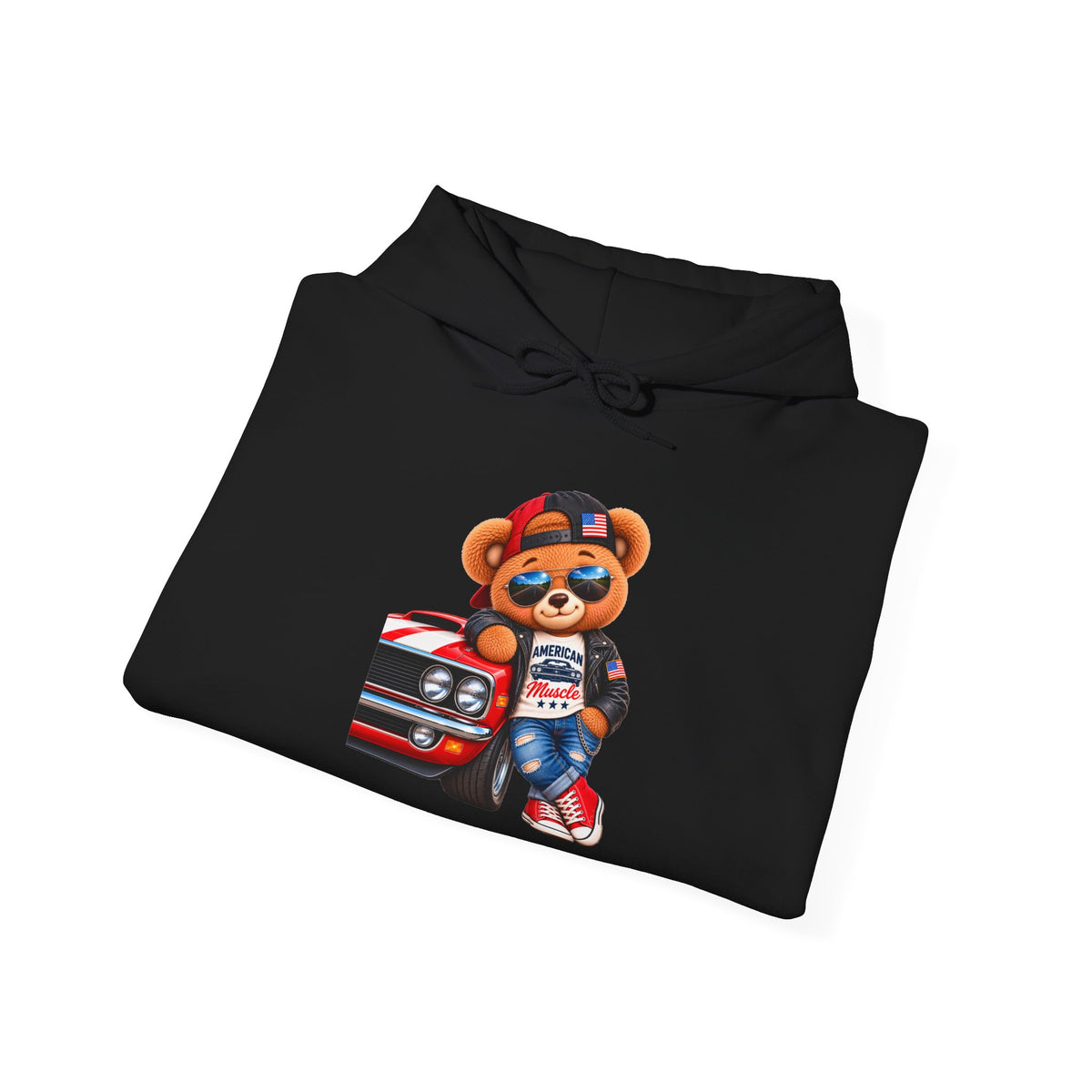 Bear & Muscle Car Hoodie — Plushittude Graphic Pullover