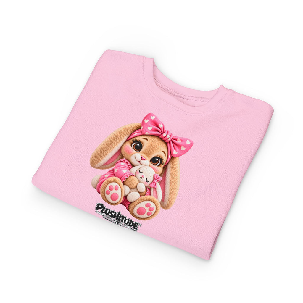 Toddler Bunny Sweatshirt — Cute Plushitude Pink Bow Graphic