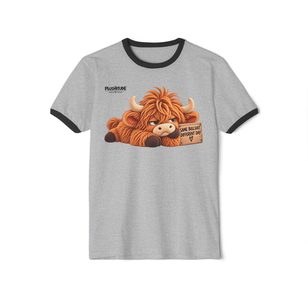 Graphic T-Shirt — "Plushy Cow" Ringer Tee