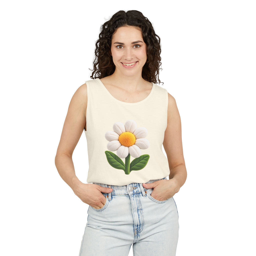 Daisy Graphic Tank Top — Cute 3D Flower Summer Tee