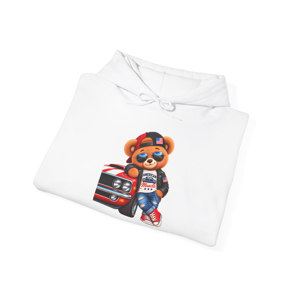 Bear & Muscle Car Hoodie — Plushittude Graphic Pullover