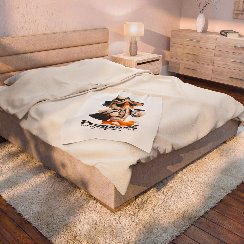 Plushitude Velveteen Throw Blanket — Fashionable Duck with "Cute Looks, Serious Attitude"