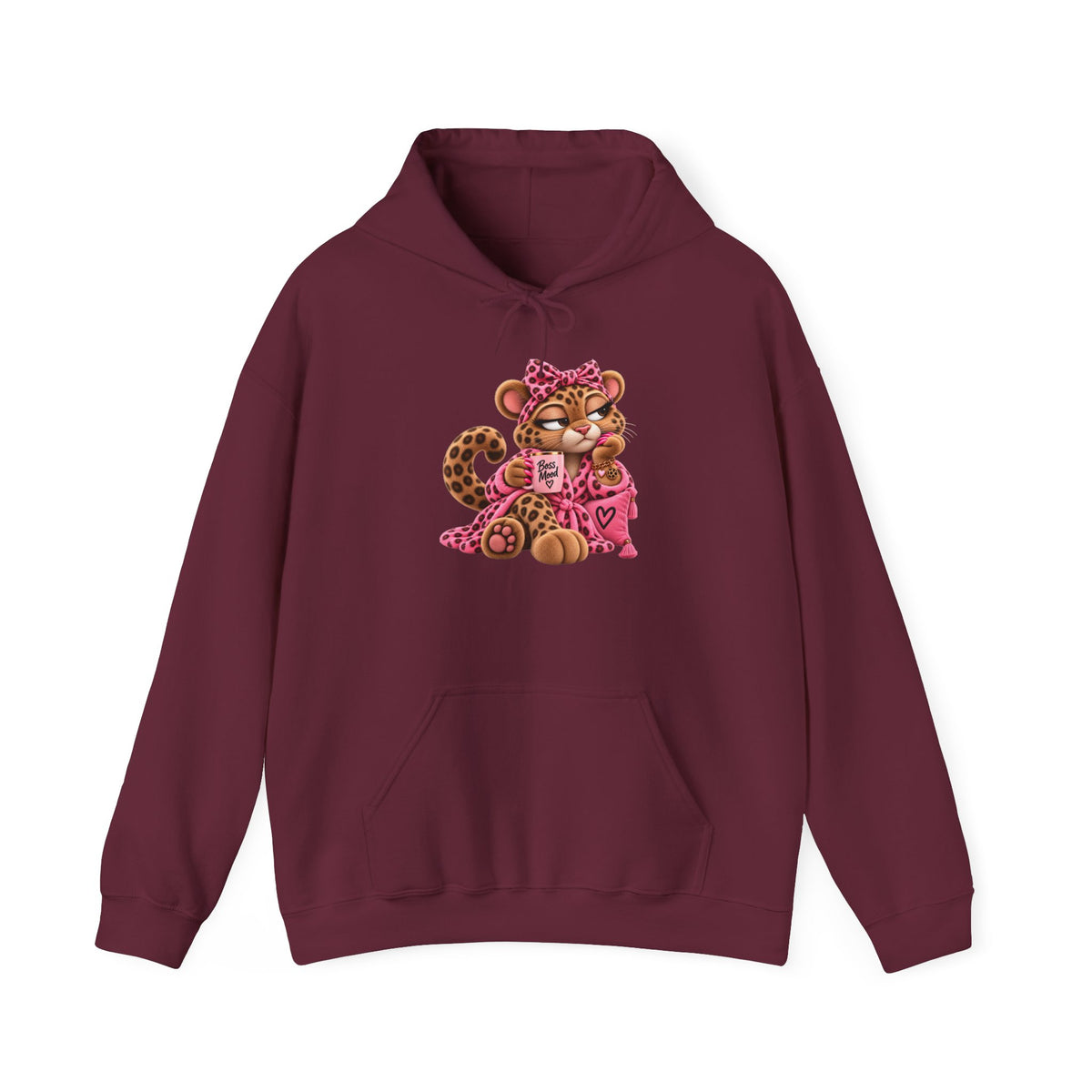 Leopard Plushitude Hoodie – Cute Pink Leopard Graphic Hooded Sweatshirt