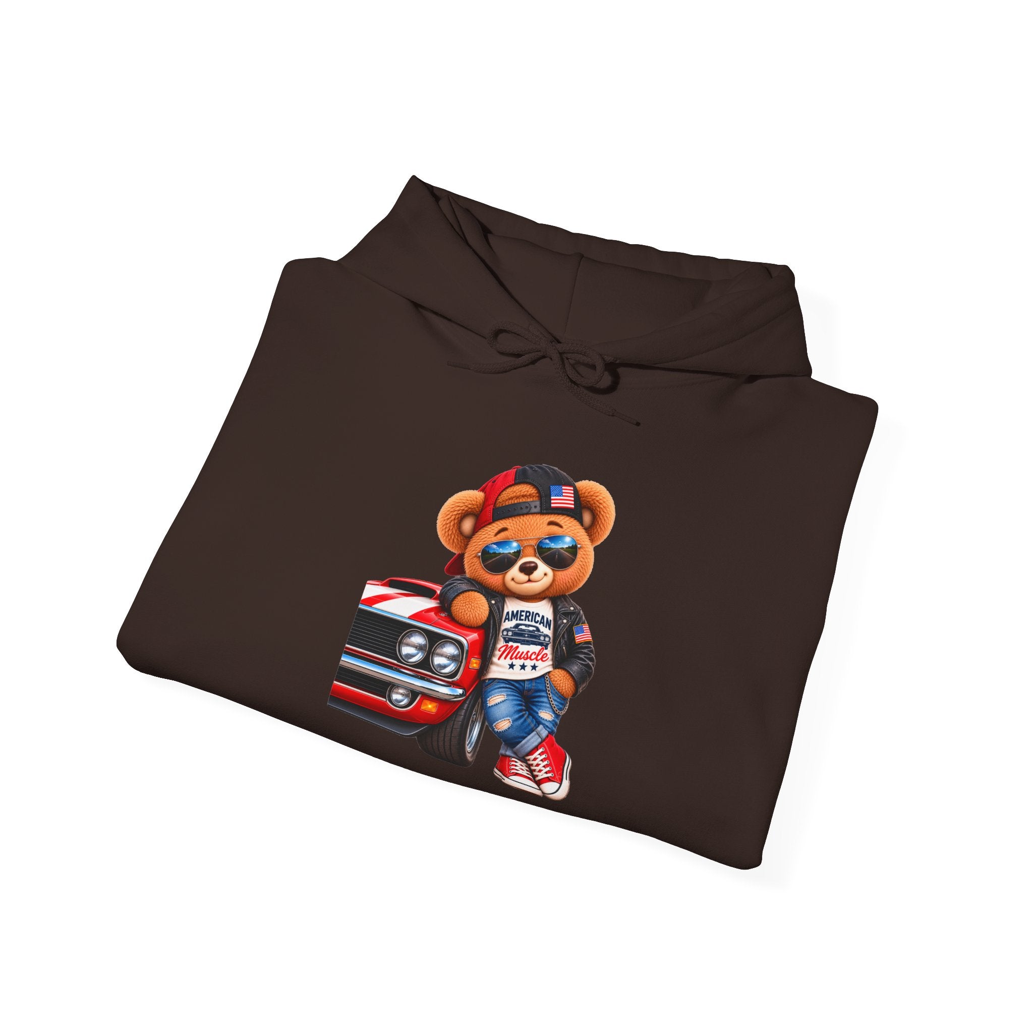 Bear & Muscle Car Hoodie — Plushittude Graphic Pullover