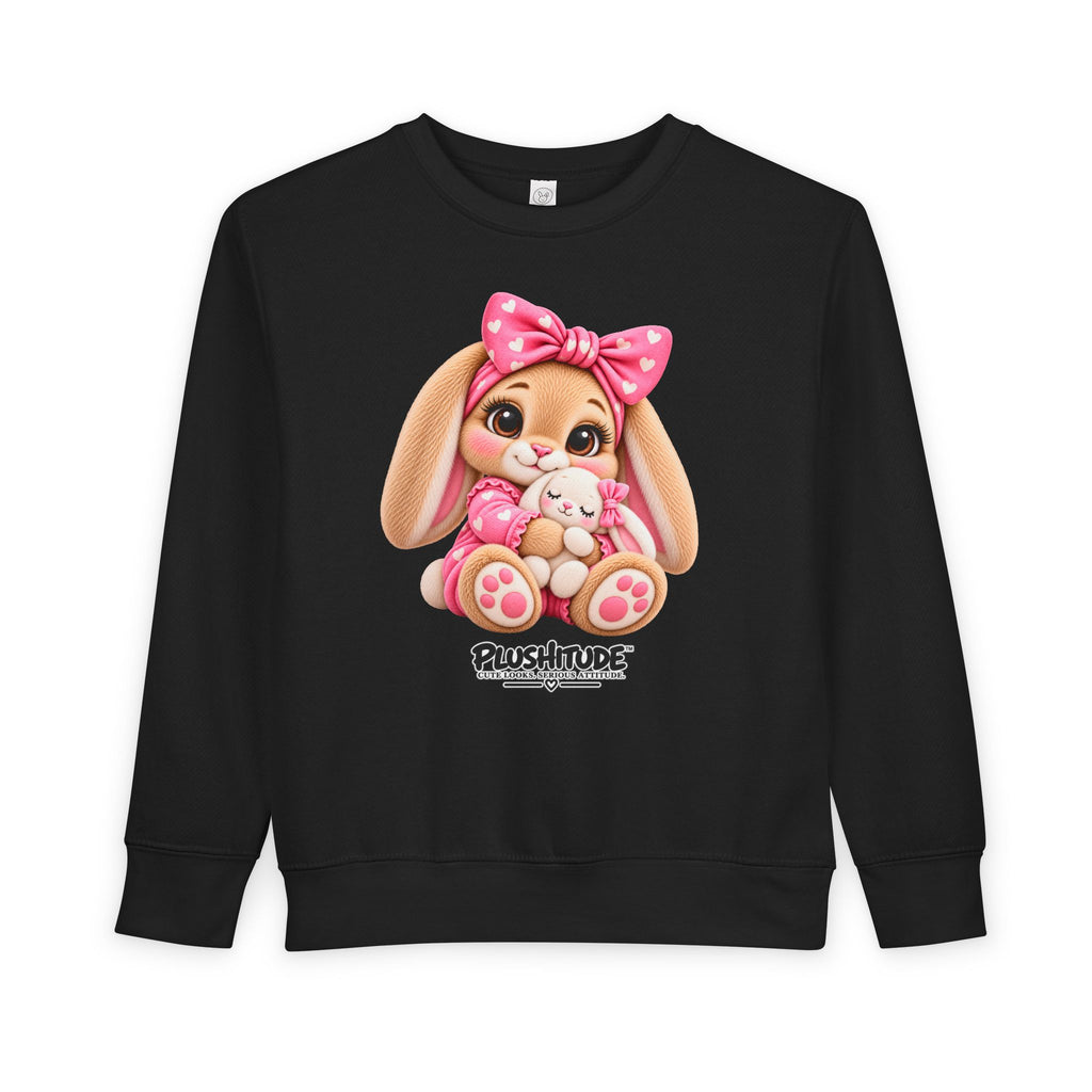 Toddler Bunny Sweatshirt — Cute Plushitude Pink Bow Graphic