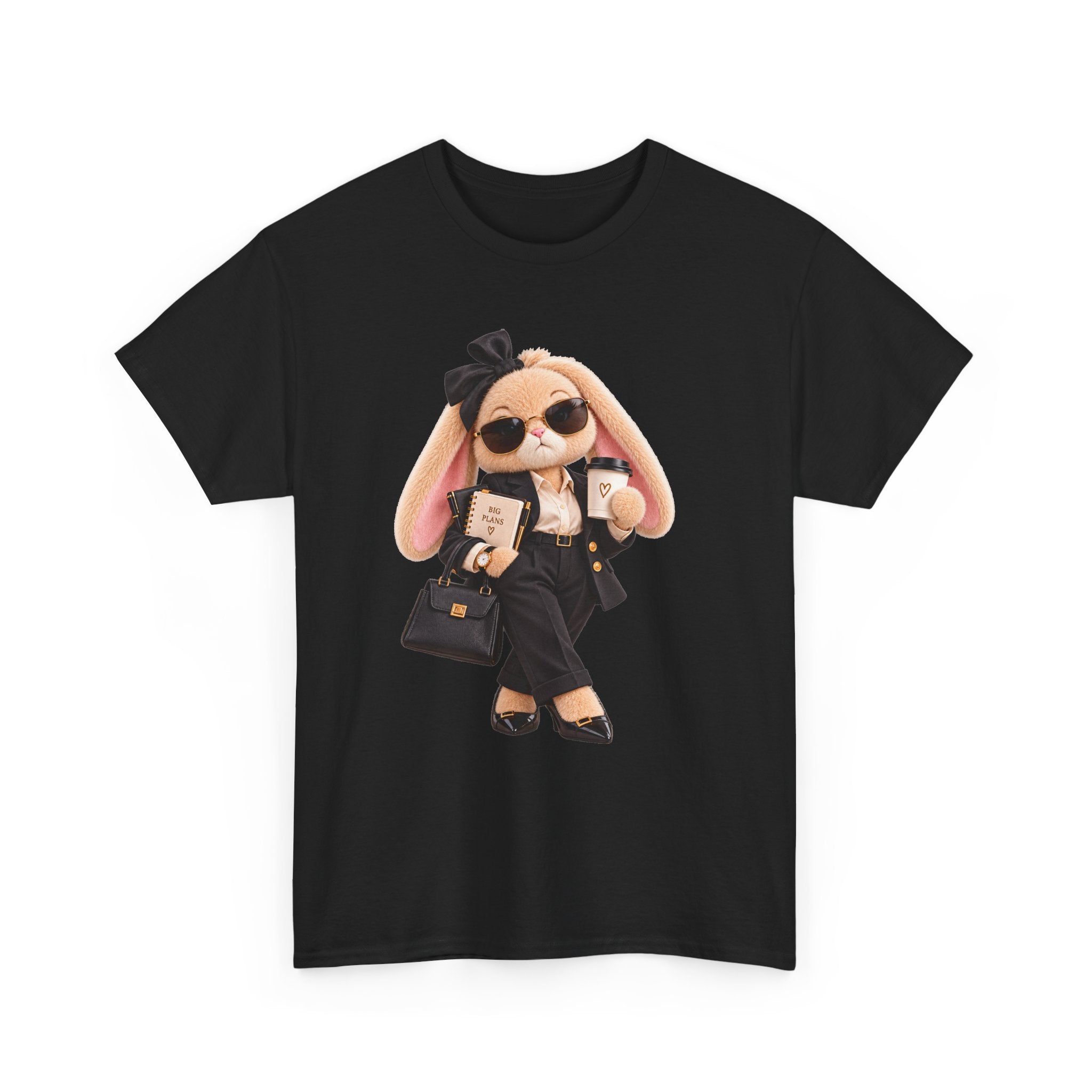Cute Boss Bunny Graphic Tee — Plushitude Branded Doll Design