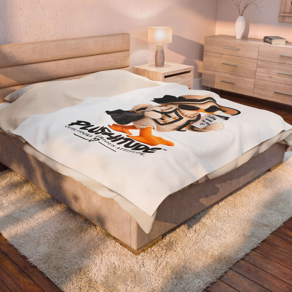 Plushitude Velveteen Throw Blanket — Fashionable Duck with "Cute Looks, Serious Attitude"