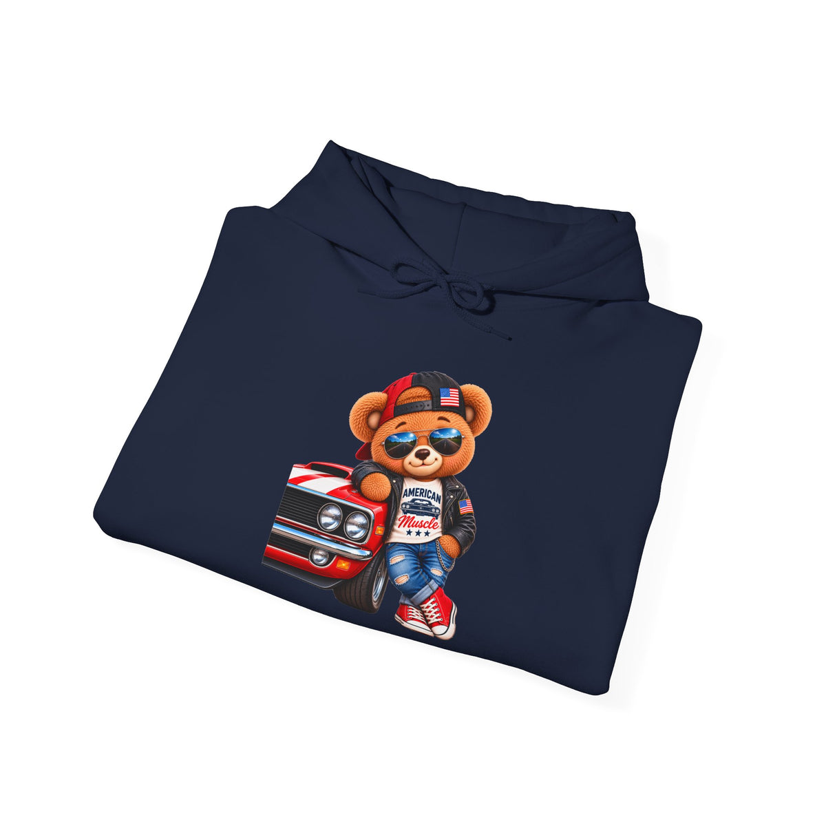 Bear & Muscle Car Hoodie — Plushittude Graphic Pullover