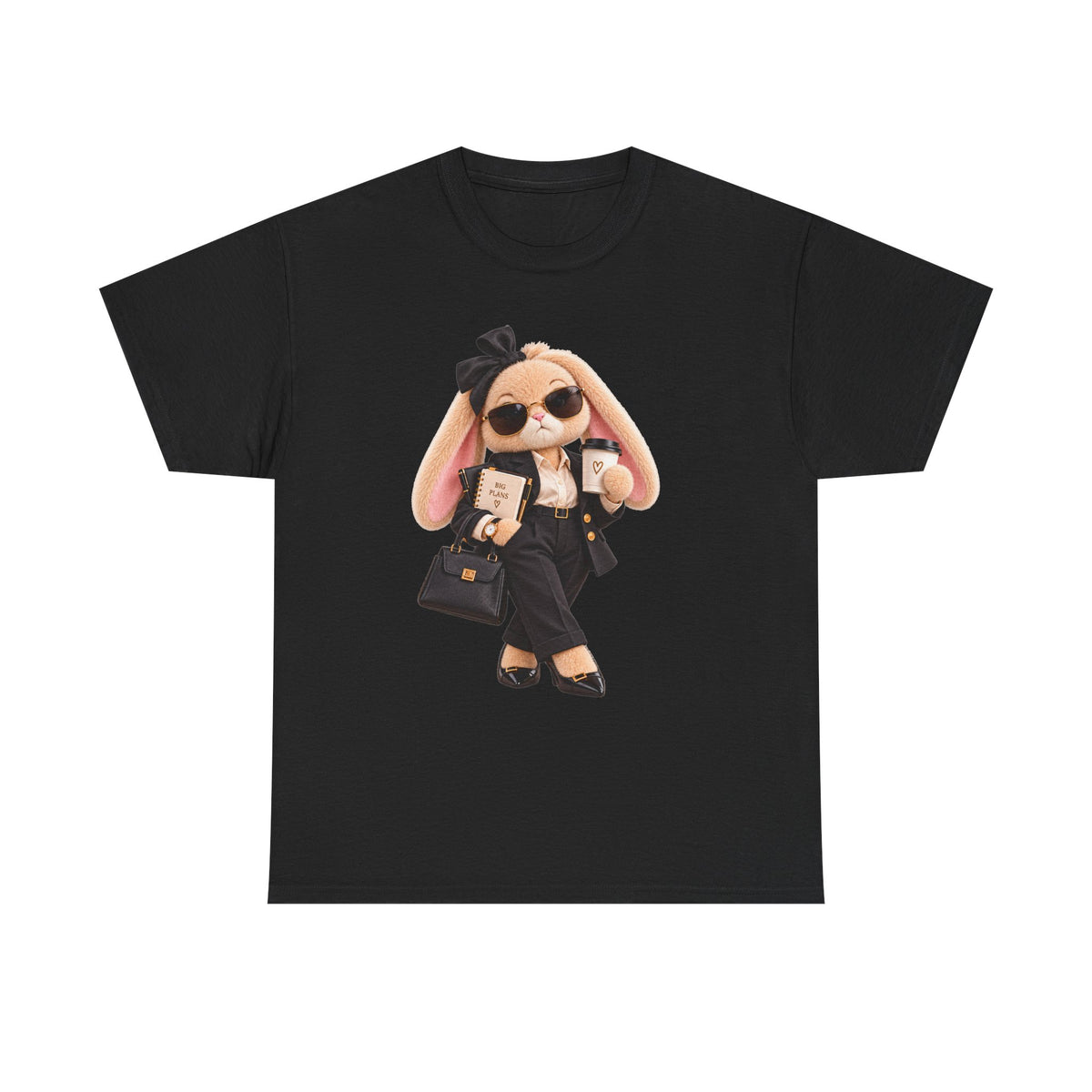 Cute Boss Bunny Graphic Tee — Plushitude Branded Doll Design