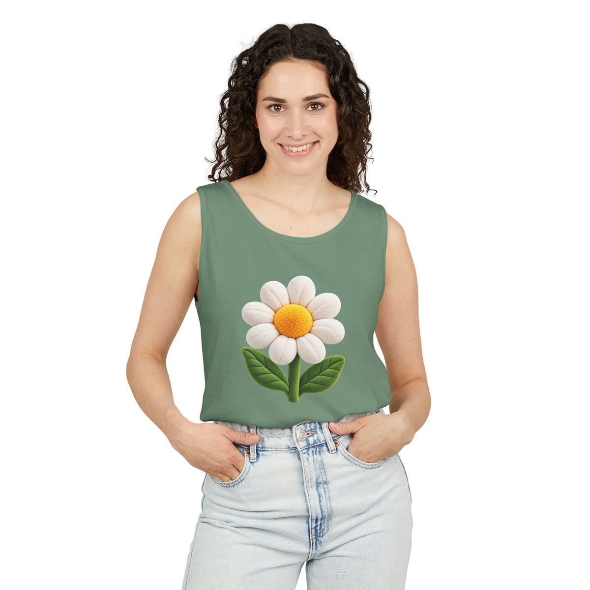 Daisy Graphic Tank Top — Cute 3D Flower Summer Tee