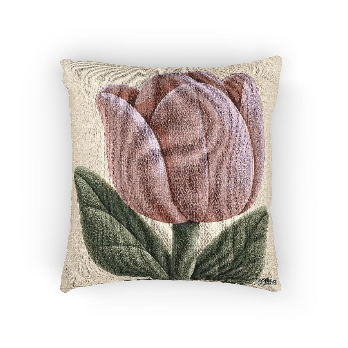 Tulip Woven Pillow – Vintage Botanical Decorative Throw Cushion