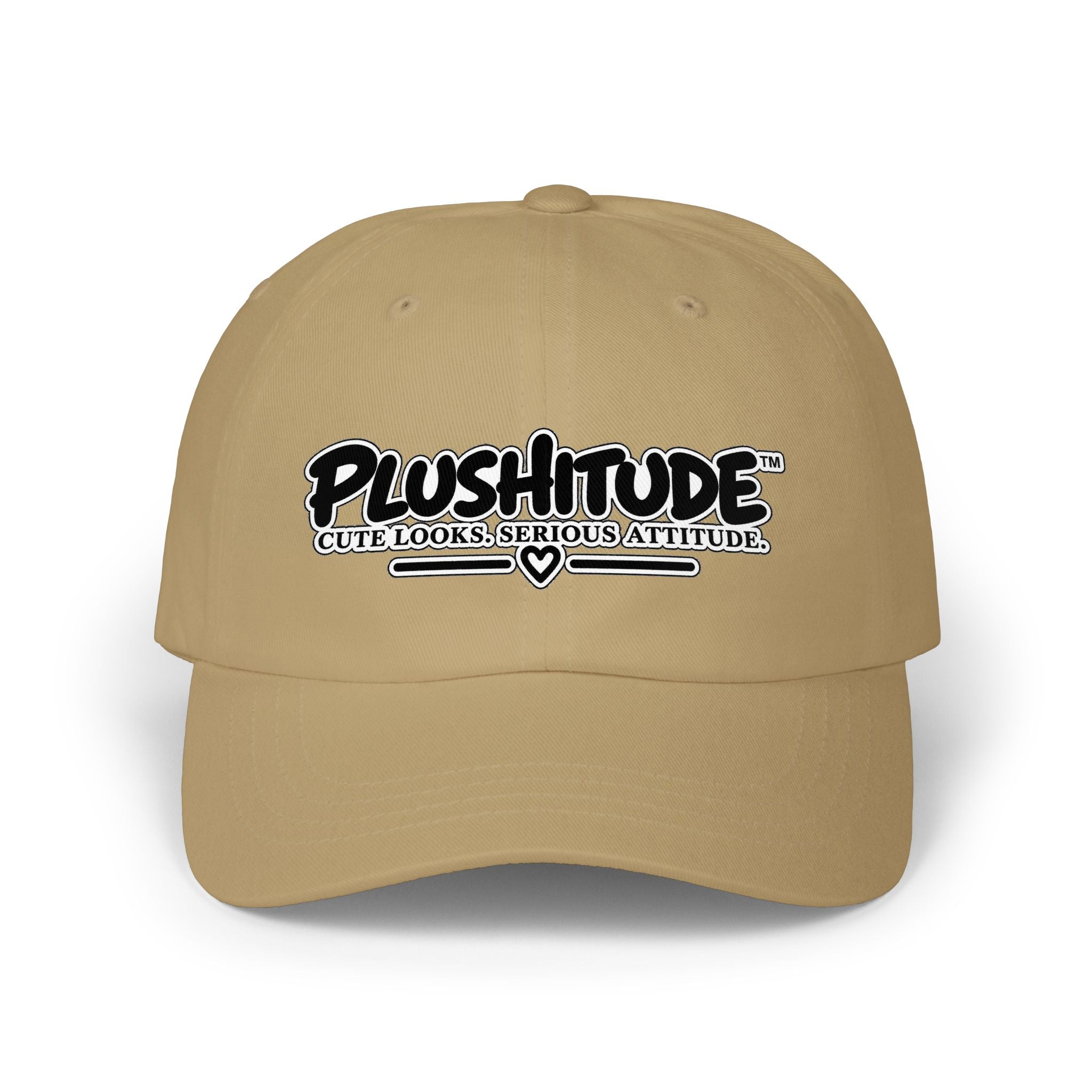 Plushitude Dad Cap — "Cute Looks, Serious Attitude" Embroidered Baseball Hat