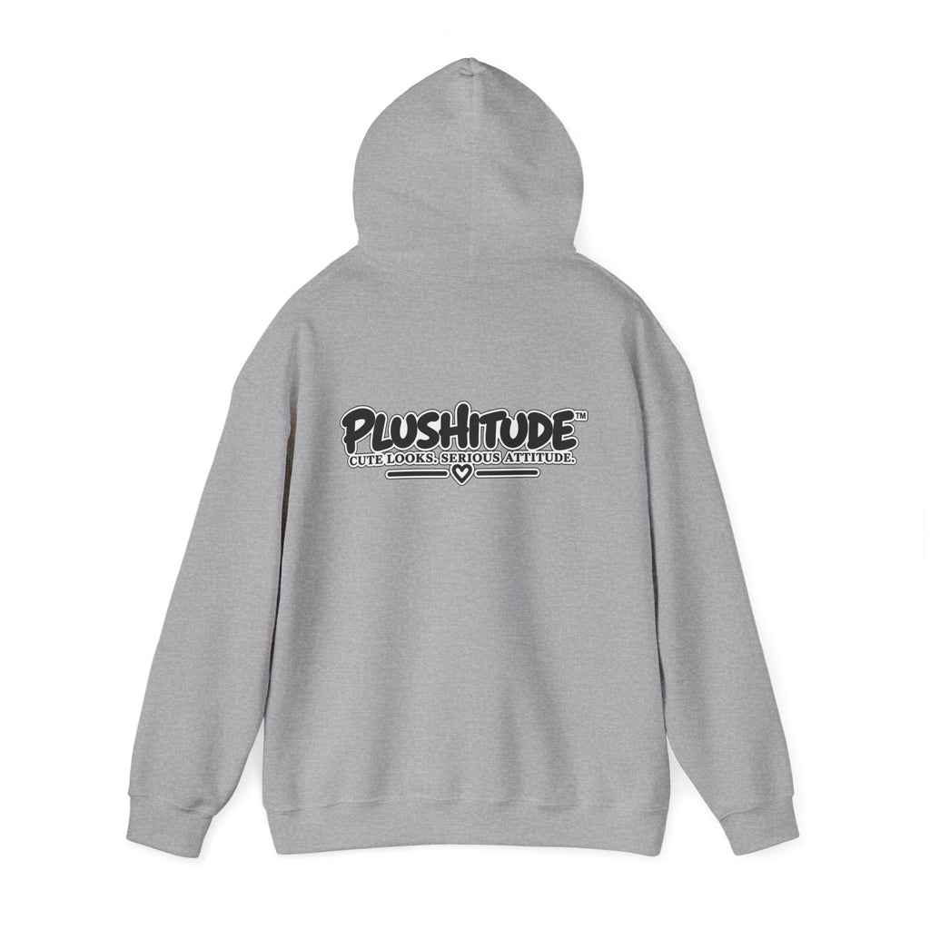 Plushitude Raccoon Hoodie — Cute Grumpy Raccoon Graphic Hooded Sweatshirt