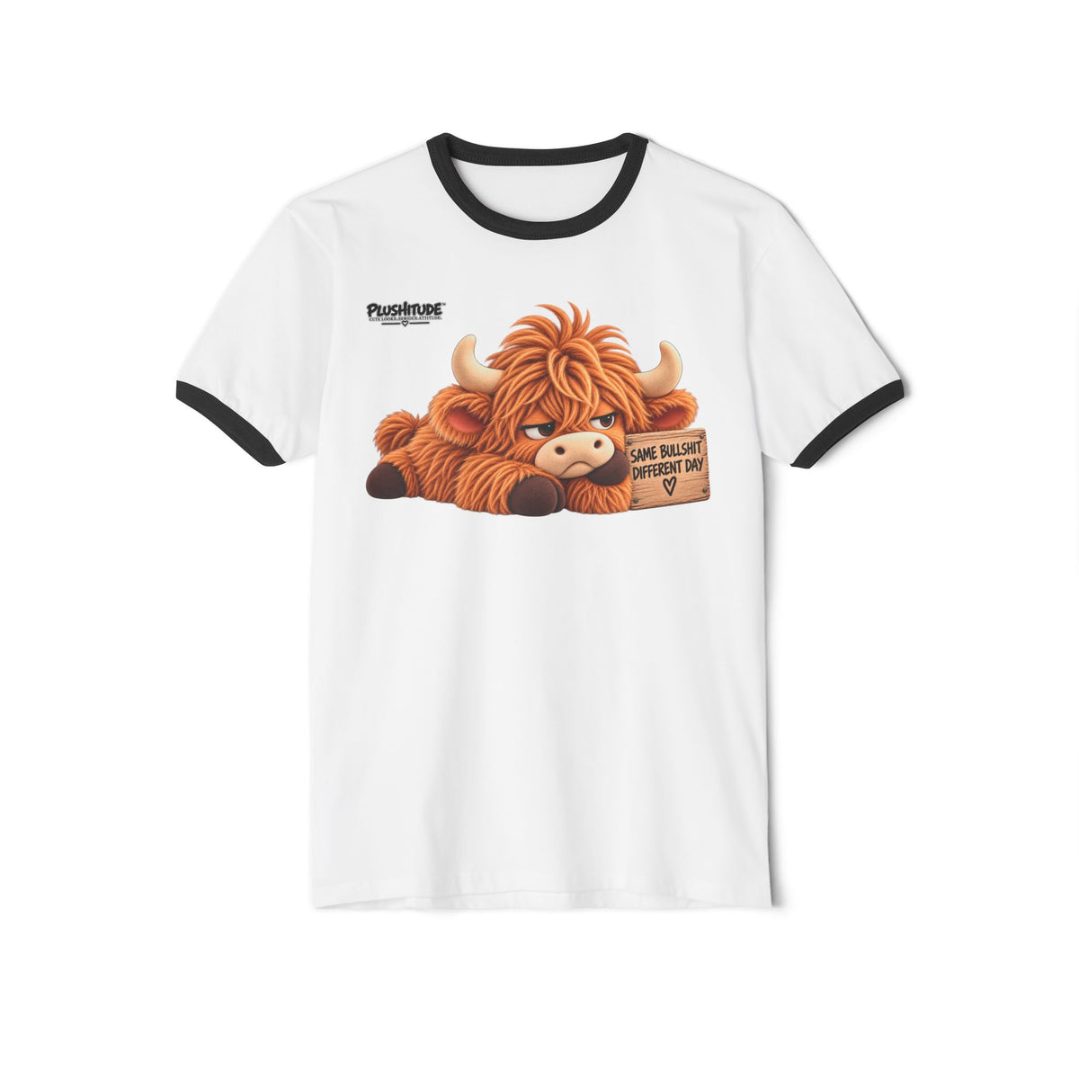 Graphic T-Shirt — "Plushy Cow" Ringer Tee