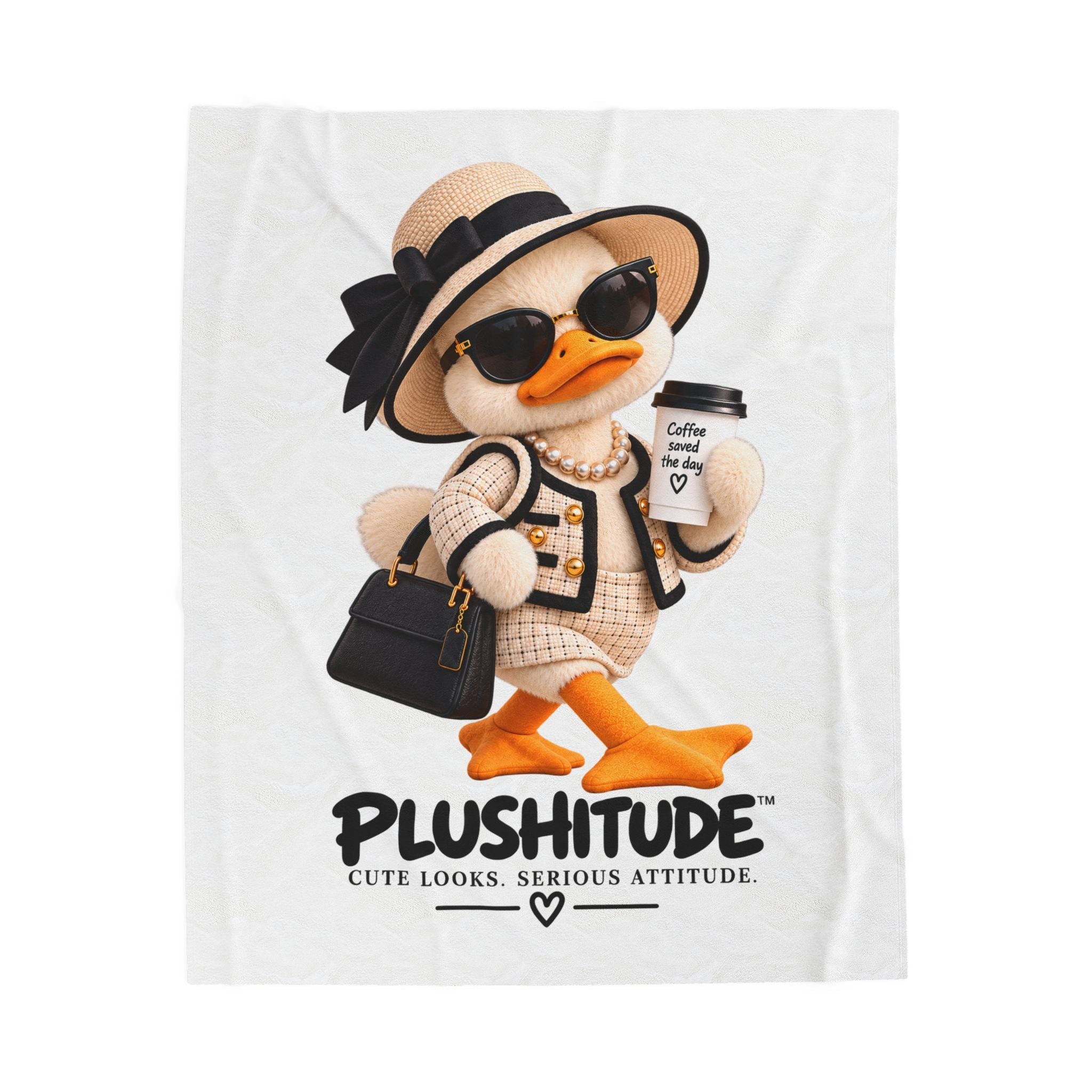 Plushitude Velveteen Throw Blanket — Fashionable Duck with "Cute Looks, Serious Attitude"